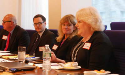 From right, Amy Berman, John A. Hartford Foundation President Terry Fulmer, Jon Broyles of C-TAC, and Bud Hammes of Respecting Choices engage in a recent convening held by JAHF on