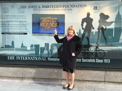The John A. Hartford Foundation President Terry Fulmer, at the Rockefeller Center display window.
