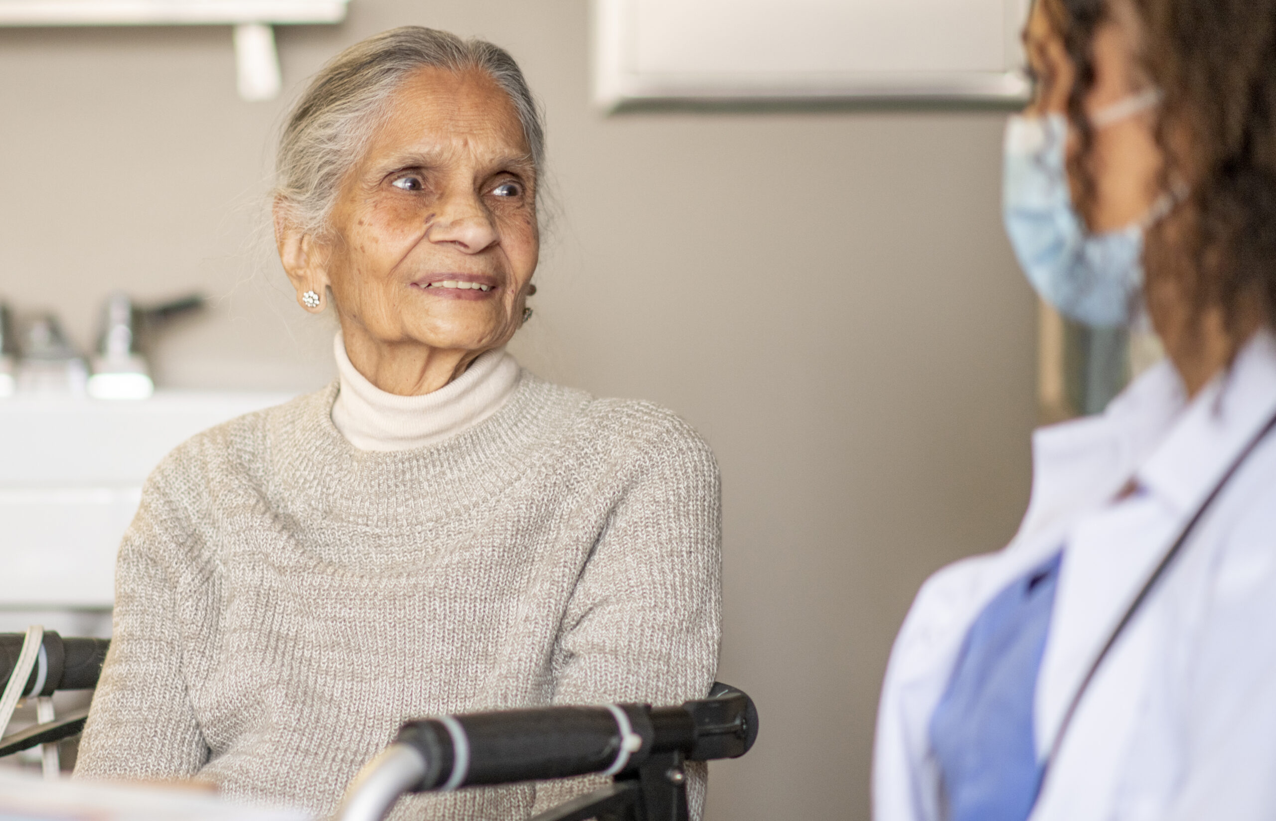 Healthy senior woman at the doctor's office