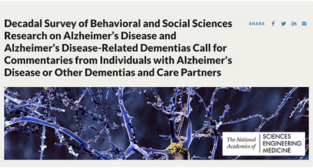 NASEM Call for Commentaries: Decadal Survey of Behavioral and Social Sciences Research on Alzheimer’s Disease and Alzheimer’s Disease-Related Dementias