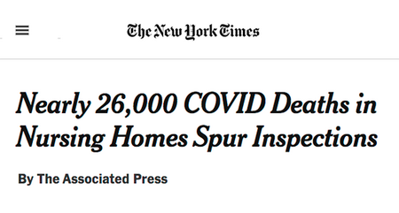 Associated Press Article: Nearly 26,000 COVID Deaths in Nursing Homes Spur Inspections