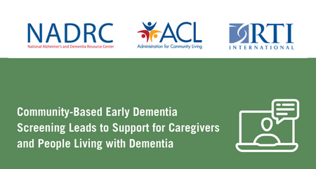 NADRC webinar Community Based Early Dementia Screening Leads to Support for Caregivers and People Living with Dementia March 22