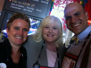 Amy interacts with ONCHIT technology icons Farzad Mostashari, right, and Claudia Williams.