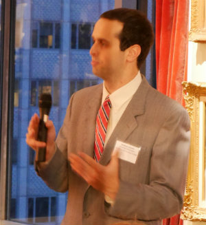 MSTAR student Matthew Schelke, from Weill Cornell Medical College, speaks during the reception.