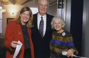 From left, Terry Fulmer, James D. Farley, and Mathey Mezey at the opening of the Hartford Institute for Geriatric Nusing at NYU in 1997.
