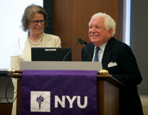 Norman Volk, right, and his wife Alicia endowed the annual Norman and Alicia Volk Lecture on Geriatric Nursing at New York University.
